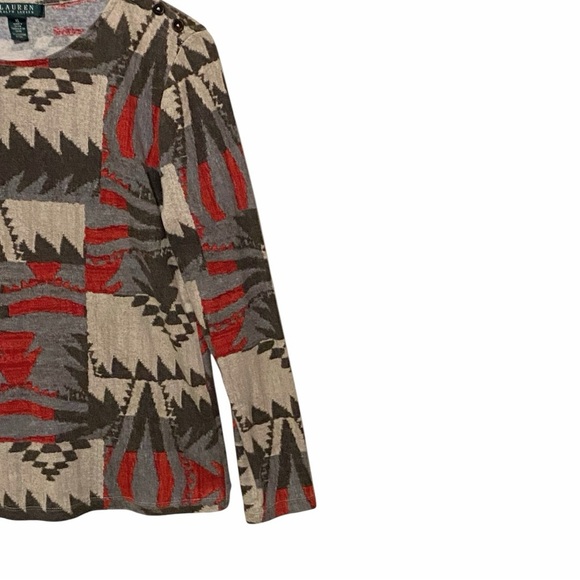 Lauren Ralph Lauren Navajo Print Pullover Cotton Top Southwest Bohemian Size XL - Picture 5 of 11